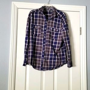 Nordstrom Rubbish Purple Plaid Shirt XL
